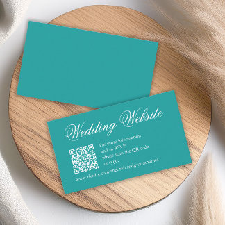 Cartão De Informações Site de casamento com código QR em azul verde e te