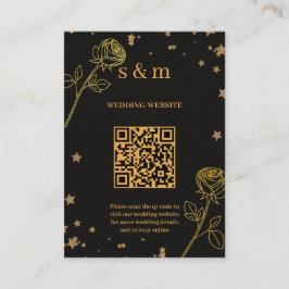 Cartão De Informações Site de Casamento com Código QR em Luxo Moderno co