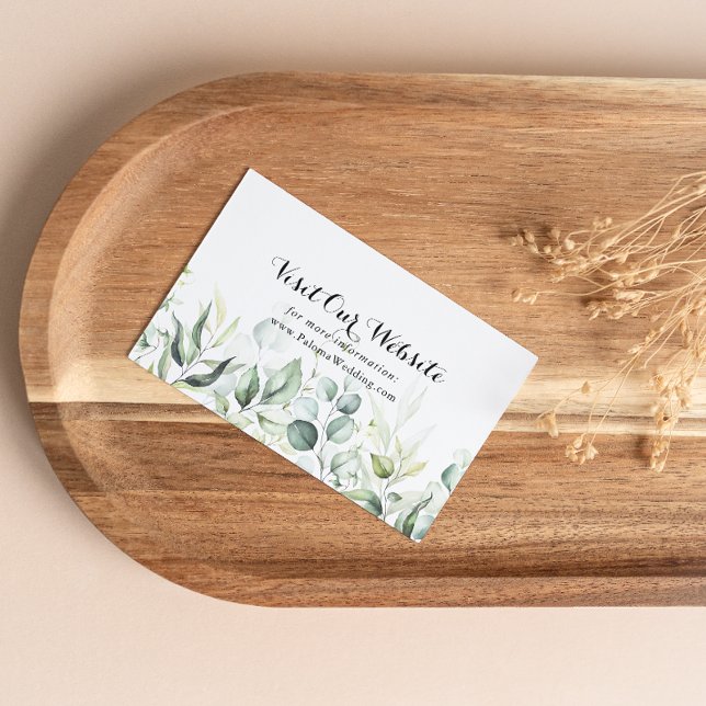 Cartão De Informações Site de casamento com eucalipto em aquarela (Criador carregado)