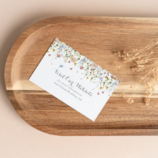 Cartão De Informações Site de casamento com flores silvestres delicadas