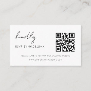 Cartão De Informações Site de casamento com QR Code para RSVP minimalist