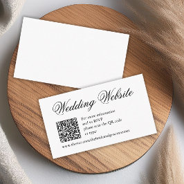Cartão De Informações Site de casamento com QR Code preto e branco em ca