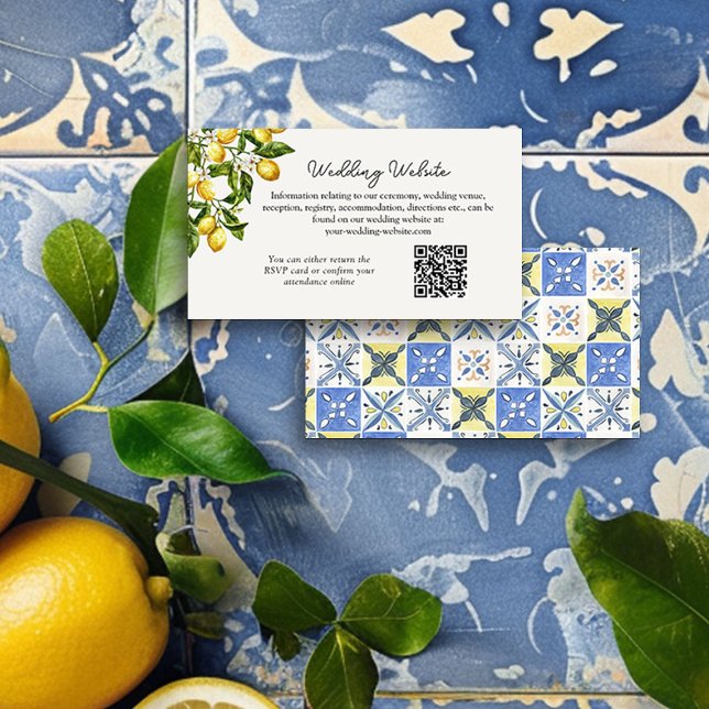 Cartão De Informações Site de Casamento com Tema Italiano de Lemon Grove (Wedding Website Card from the Lemon Grove Wedding Collection by Darling & May)