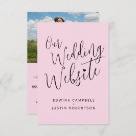 Cartão De Informações site de casamento coração preto rosa código QR