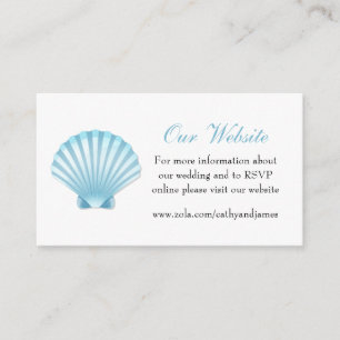 Cartão De Informações Site de Casamento Costeiro Azul Azul Seashell