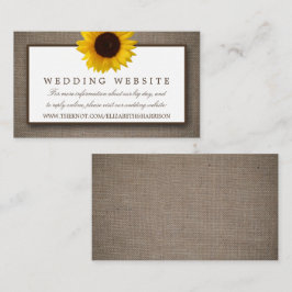 Cartão De Informações Site de Casamento Country Rustic Sunflower & Burla