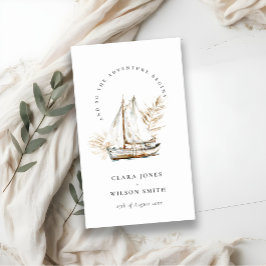 Cartão De Informações Site de Casamento de Boho Palm Sailboat Seascape