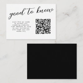 Cartão De Informações Site de Casamento de Caligrafia Mínima QR