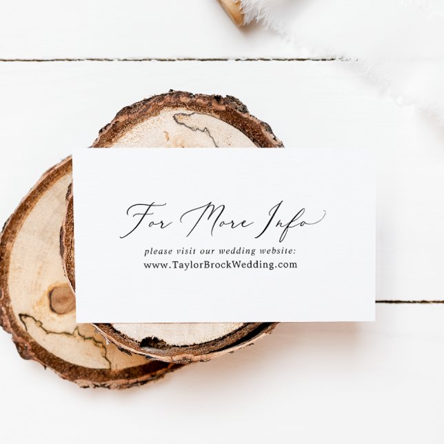 Cartão De Informações Site de Casamento de Caligrafia Negra Delicada (Criador carregado)