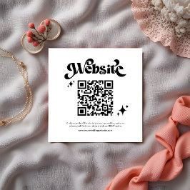 Cartão De Informações Site de Casamento de Código QR do Script Preto do 