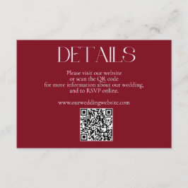 Cartão De Informações Site de Casamento de Código QR Vermelho Minimalist