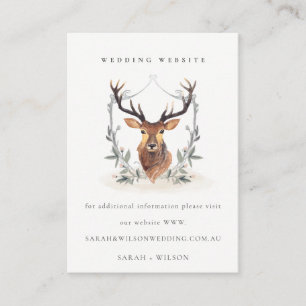 Cartão De Informações Site de Casamento de Crest Floral Dusky Deer Dusky