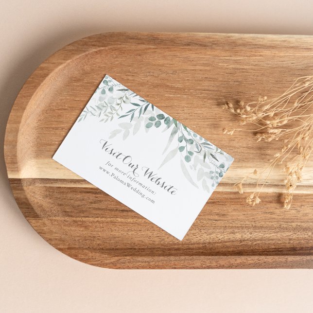 Cartão De Informações Site de Casamento de Eucalyptus, Greenery Minimali (Criador carregado)