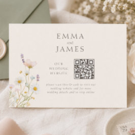 Cartão De Informações Site de Casamento de Flores Selvagens Elegantes
