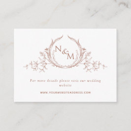Cartão De Informações Site de Casamento de Peach Watercolor Monogramas