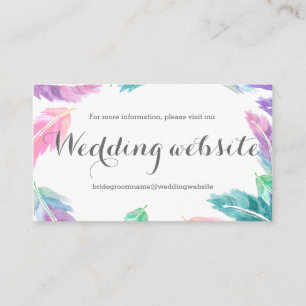 Cartão De Informações Site de casamento de penas pintadas com aquarelas