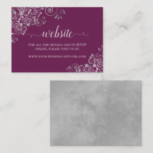 Cartão De Informações Site de Casamento de rendas Elegante Elegante Roxo