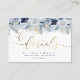 Cartão De Informações Site de Casamento de Rosas Azuis