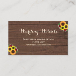 Cartão De Informações Site de Casamento de Rosas Rústicos Country Girass