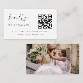 Cartão De Informações Site de Casamento de RSVP Minimalista de Código QR