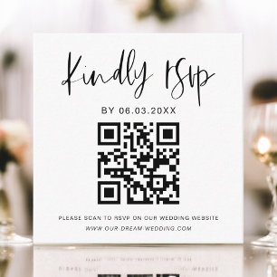 Cartão De Informações Site de Casamento de RSVP Minimalista de Código QR