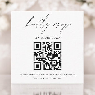 Cartão De Informações Site de Casamento de RSVP Minimalista de Código QR