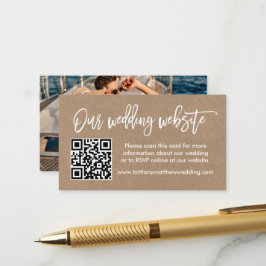 Cartão De Informações Site de Casamento de Script de Pincel Foto QR Kraf