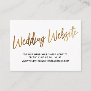 Cartão De Informações Site de Casamento de Script Dourado, Salvar o Cart