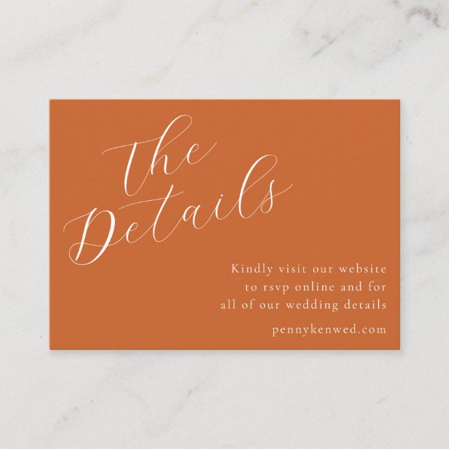 Cartão De Informações Site de Casamento de Script Elegante Código de QR  (Frente)