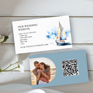 Cartão De Informações Site de Casamento de Vela Costeira e Código QR