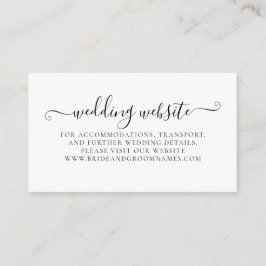 Cartão De Informações Site de Casamento Detalhado de Caligrafia Branca e