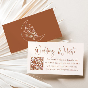 Cartão De Informações Site de Casamento Elegant Moon and Stars Terracott