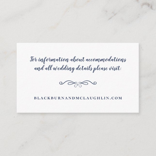 Cartão De Informações Site de Casamento Elegante Blue White Modern Class (Frente)