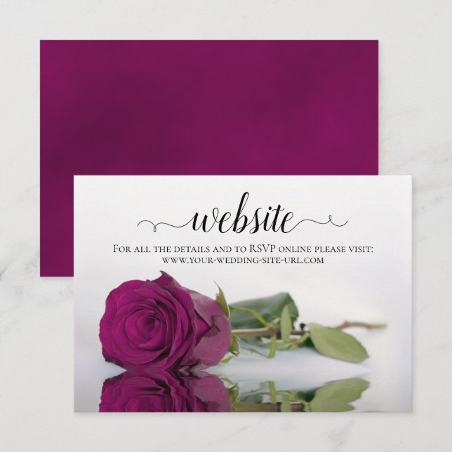 Cartão De Informações Site de Casamento Elegante Cassis Berry Roxo Rosa (Frente/Verso)