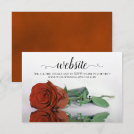 Cartão De Informações Site de Casamento Elegante de Rosa Laranja Queimad