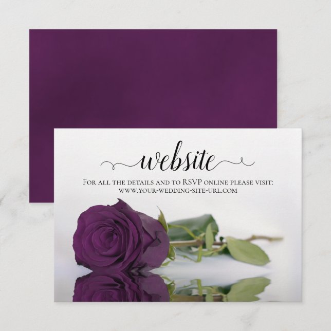 Cartão De Informações Site de Casamento Elegante de Rosa Roxo Plum (Frente/Verso)