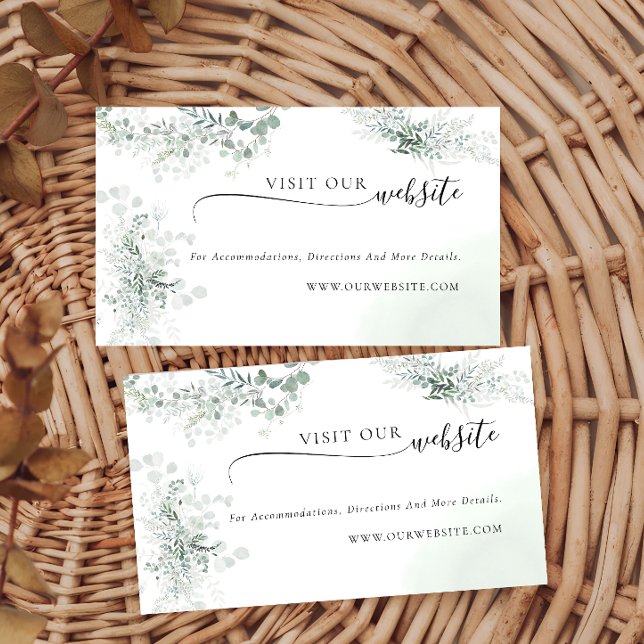 Cartão De Informações Site de Casamento Elegante Eucalipto Botânico Salv (Criador carregado)