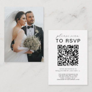 Cartão De Informações Site de Casamento Elegante   Foto de código QR RSV