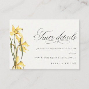 Cartão De Informações Site de casamento em aquarela amarelo elegante de