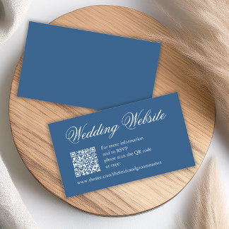 Cartão De Informações Site de Casamento em Azul Clássico com Código QR e