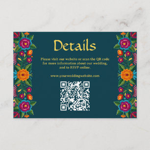 Cartão De Informações Site de casamento floral da colorida festa mexican