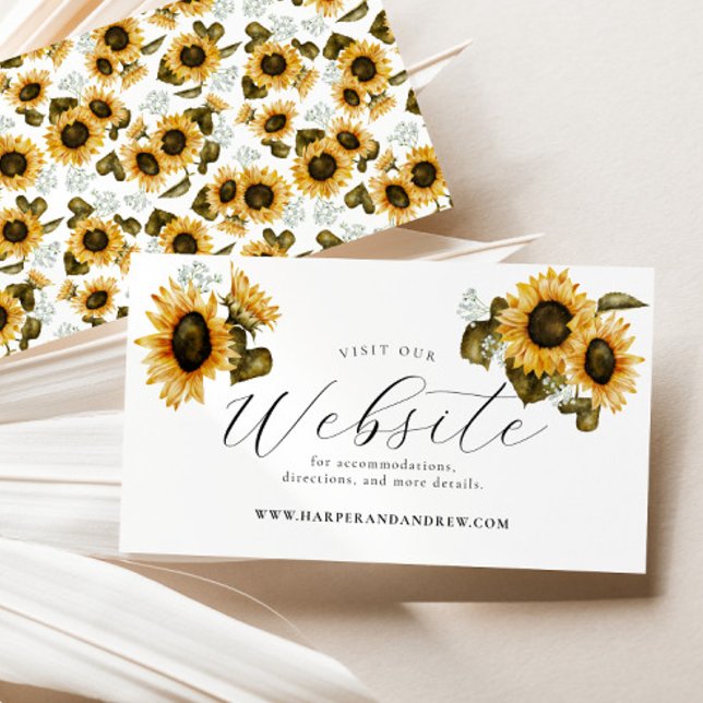 Cartão De Informações Site de Casamento Floral de Girassol Amarelo (Criador carregado)