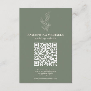 Cartão De Informações Site de Casamento Floral de Hera de Marfim Salvia