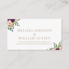 Cartão De Informações Site de Casamento Floral de Watercolor