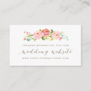 Cartão De Informações Site de Casamento Floral do Jardim rosa