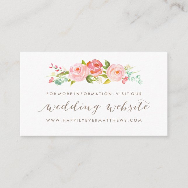 Cartão De Informações Site de Casamento Floral do Jardim rosa (Frente)