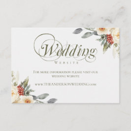 Cartão De Informações Site de Casamento Floral Elegante Winter