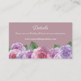Cartão De Informações Site de Casamento Floral Simples, Rosa Rosa