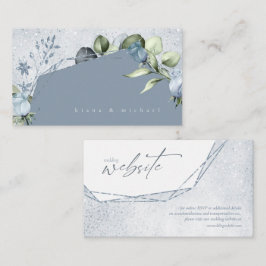 Cartão De Informações Site de Casamento Floral Sparkles Dusty Blue ID889