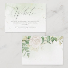 Cartão De Informações Site de Casamento Floral Verde Moderno Elegante